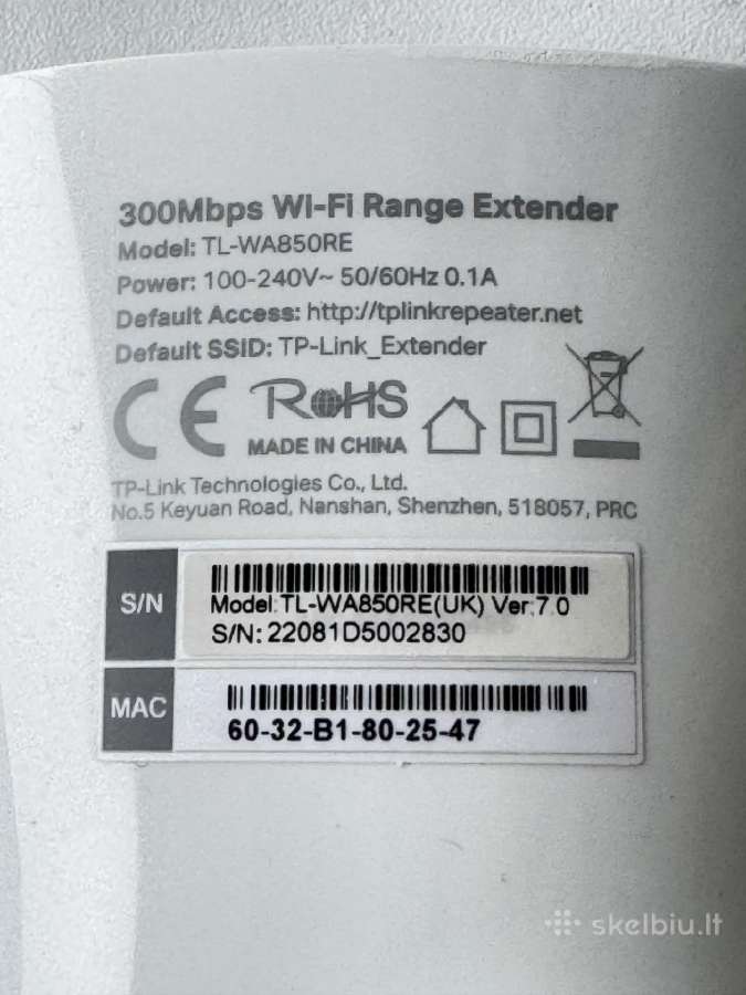 Kartotuvas Tp-link Tl-wa850re, 300mbps - nuotraukos Nr. 3