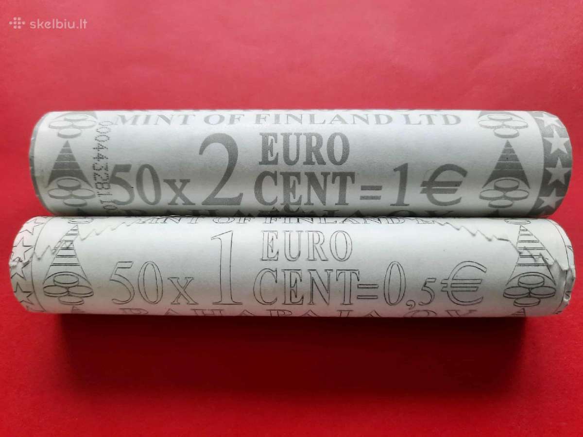 Suomijos 1 ir 2 euro centu bankiniai ritineliai - nuotraukos Nr. 2