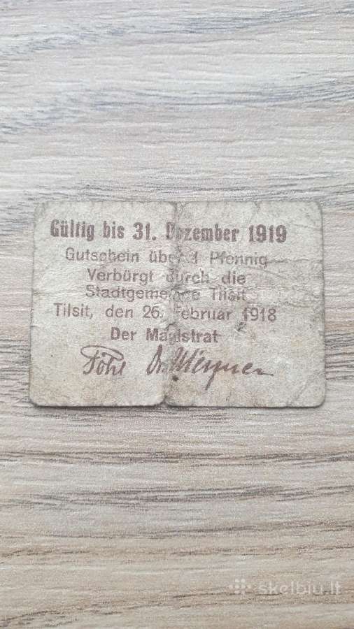 1919 metų 1 pfennig Tilžė - nuotraukos Nr. 2