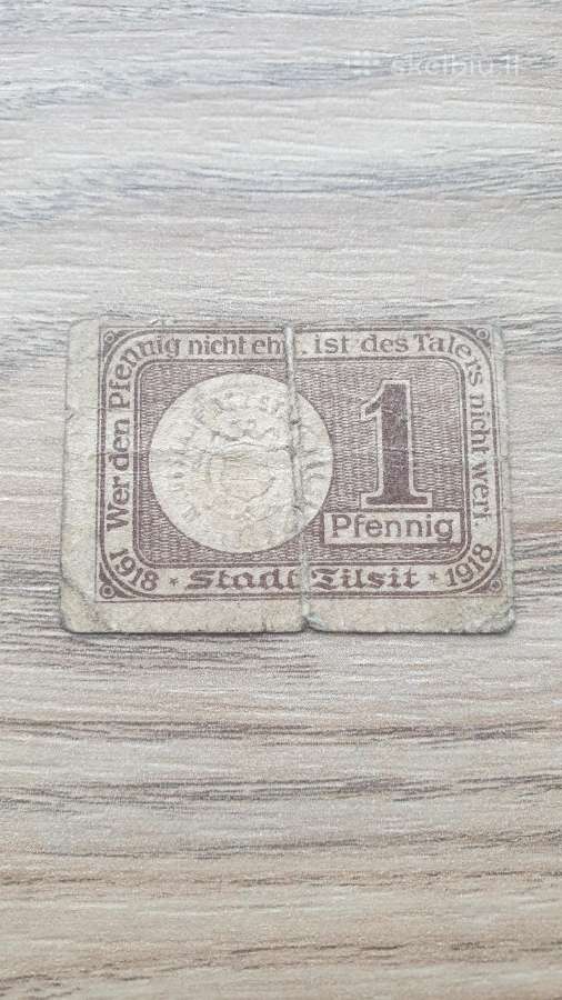 1919 metų 1 pfennig Tilžė