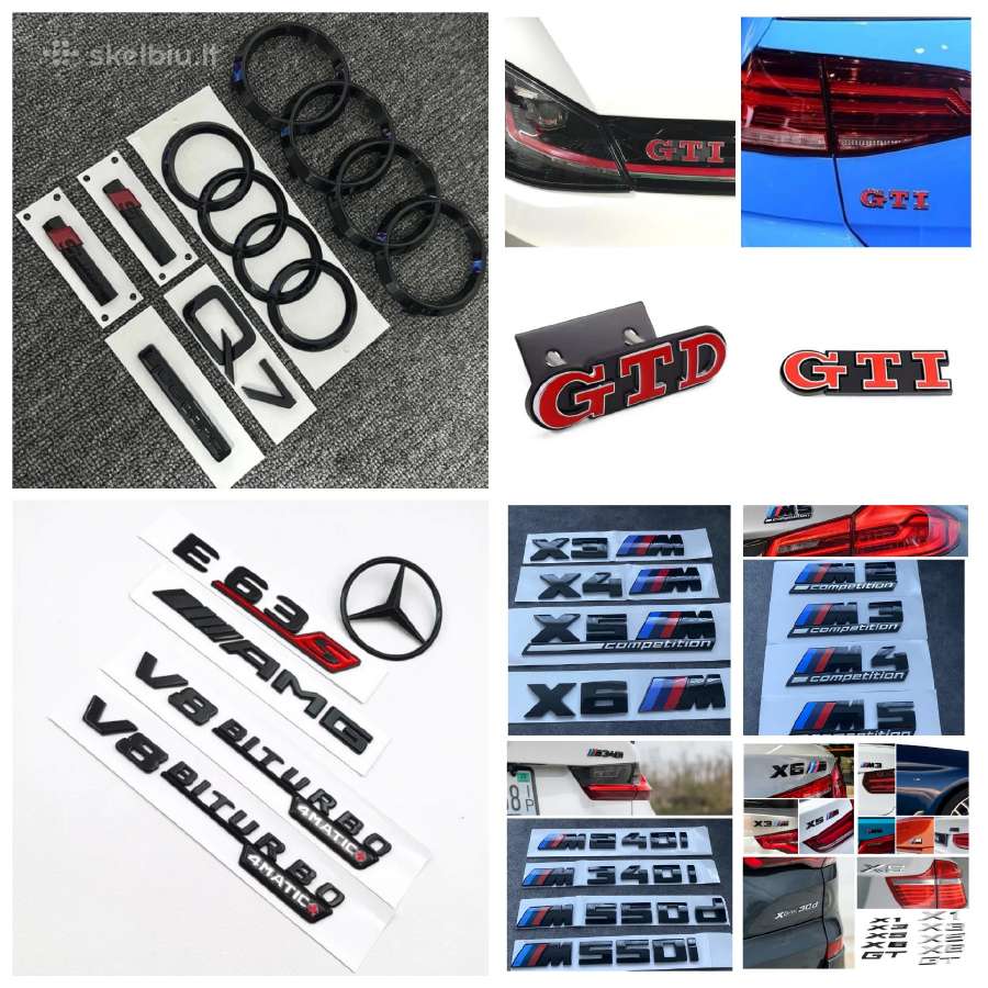Automobiliu emblemos Bmw Audi Porsche Mercedes VW