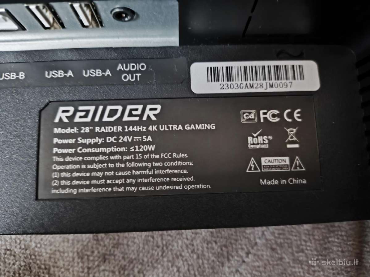 28" Raider 144hz 4k Ultra Gaming - nuotraukos Nr. 4