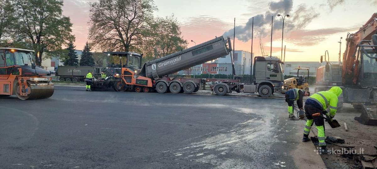 Asfaltavimo, kelių įrengimo darbai