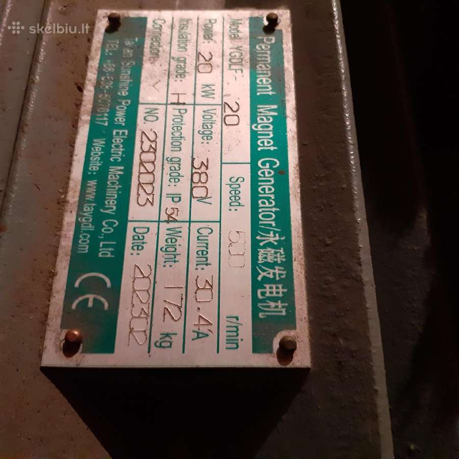 Elektros generatorius 20kw. 30,4 Amp.