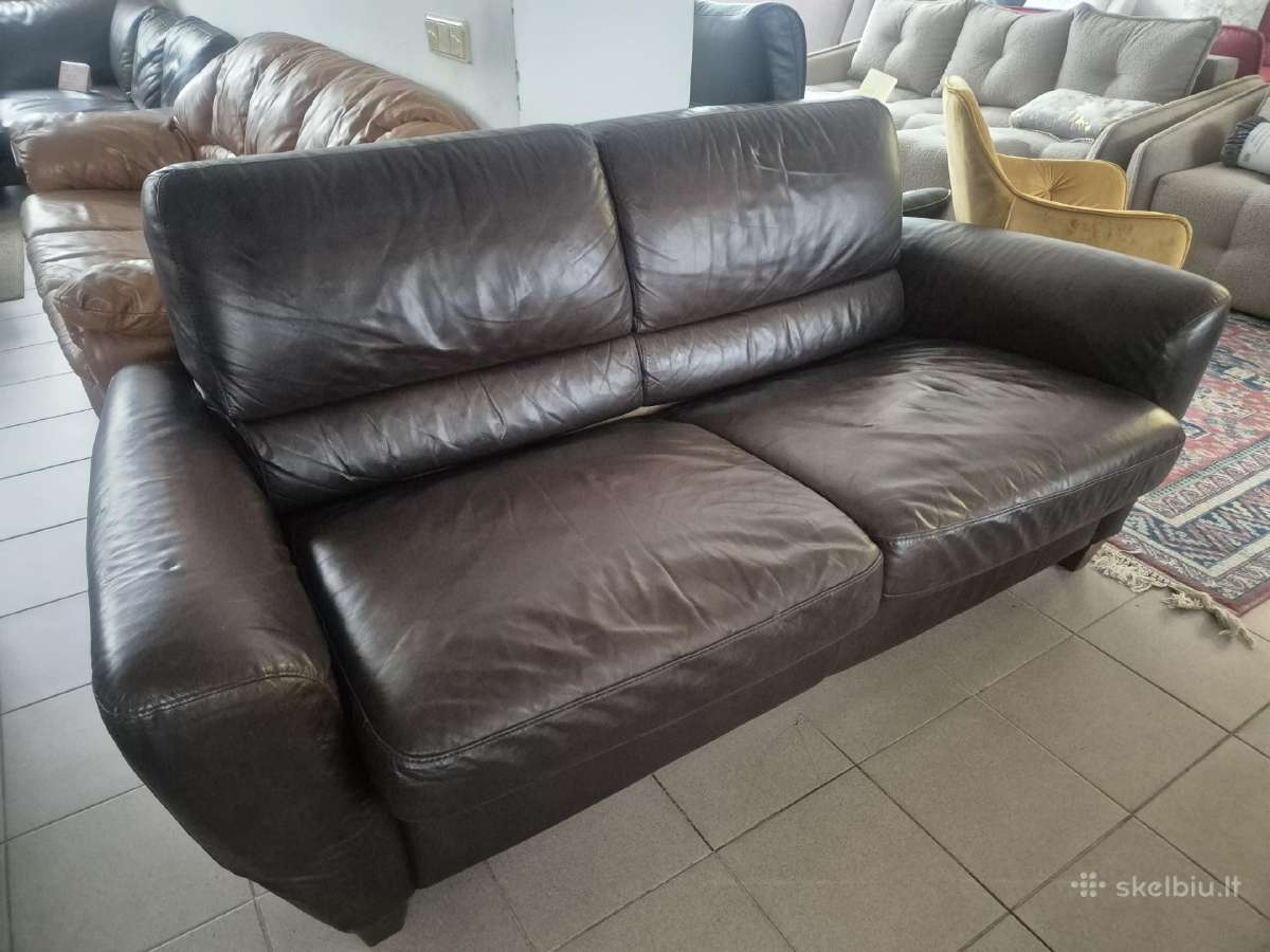 Akcija!natūralios odos sofa lova su čiužiniu. - nuotraukos Nr. 2