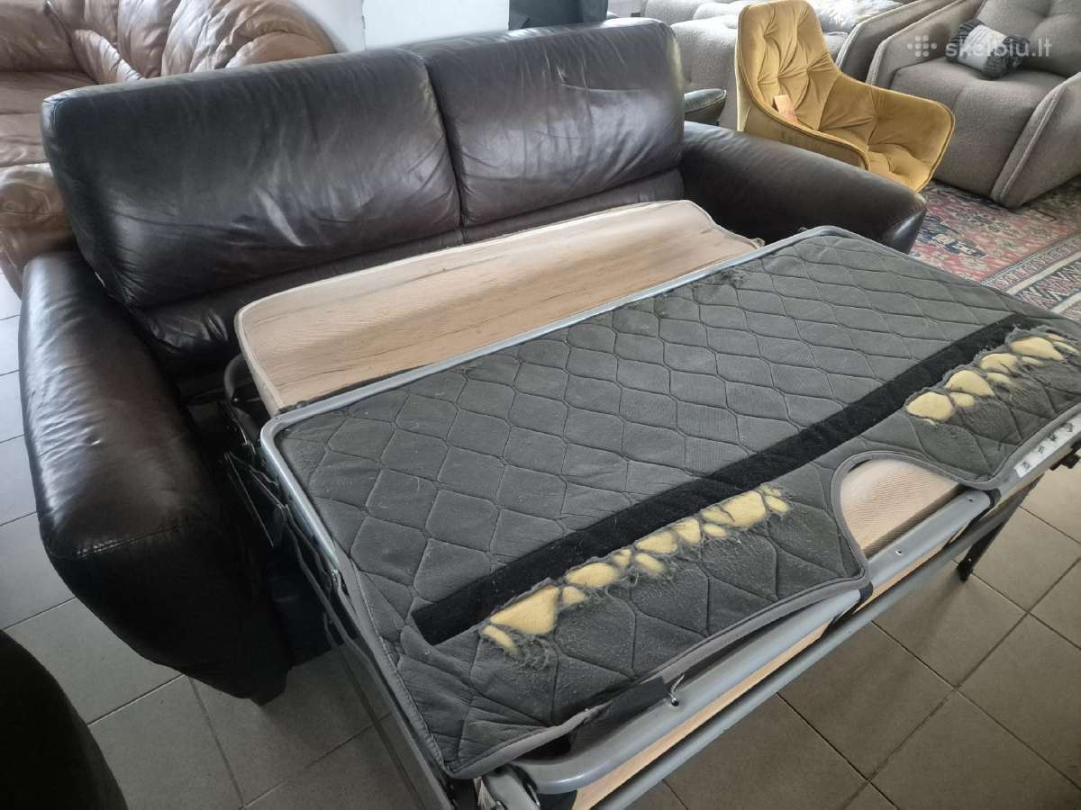Akcija!natūralios odos sofa lova su čiužiniu. - nuotraukos Nr. 4