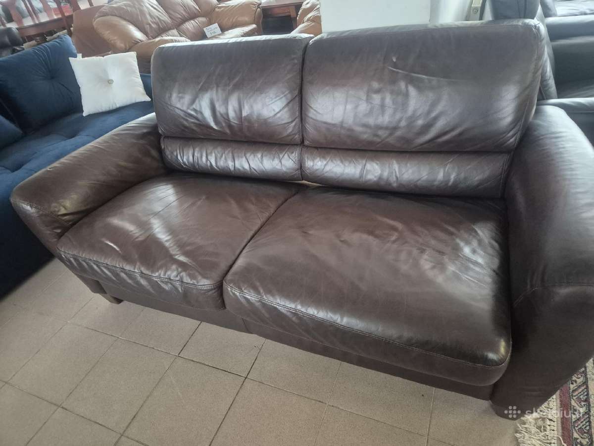 Akcija!natūralios odos sofa lova su čiužiniu. - nuotraukos Nr. 6