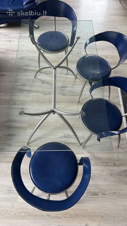 Itališkas Calligaris svetainės stalas ir kėdės - nuotraukos Nr. 3