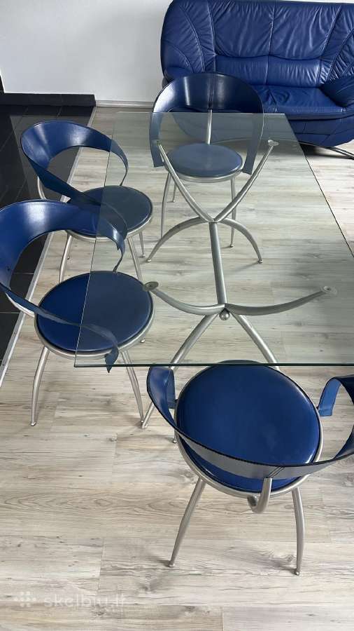 Itališkas Calligaris svetainės stalas ir kėdės - nuotraukos Nr. 4