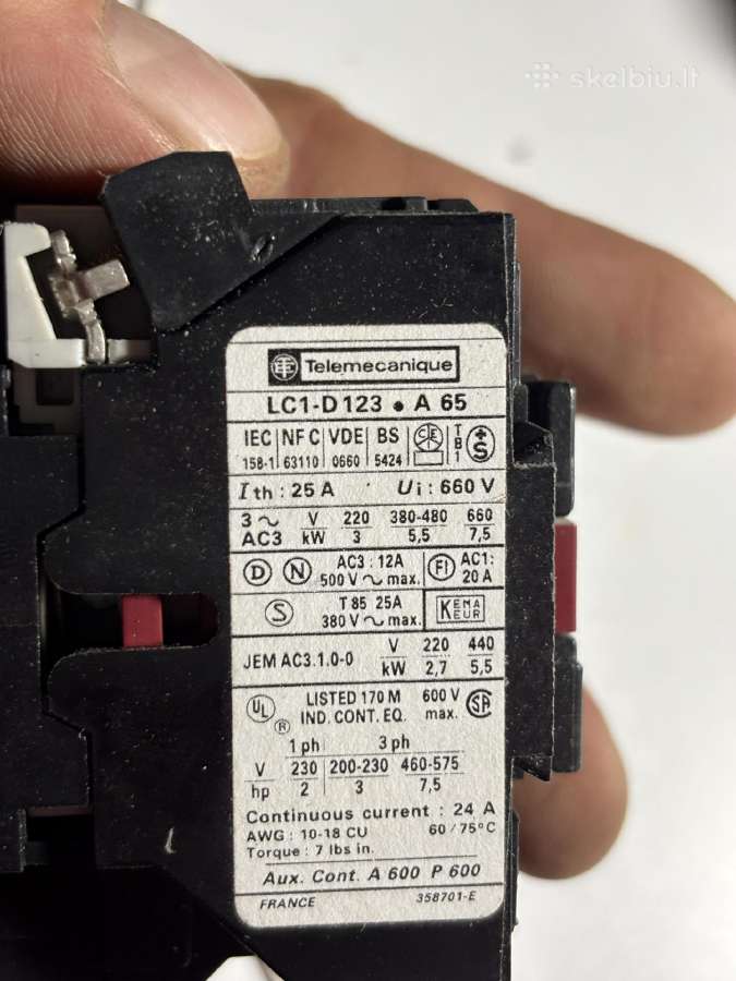 Telemecanique kontaktorius Lc1-d123 A65 (220 V rit - nuotraukos Nr. 2