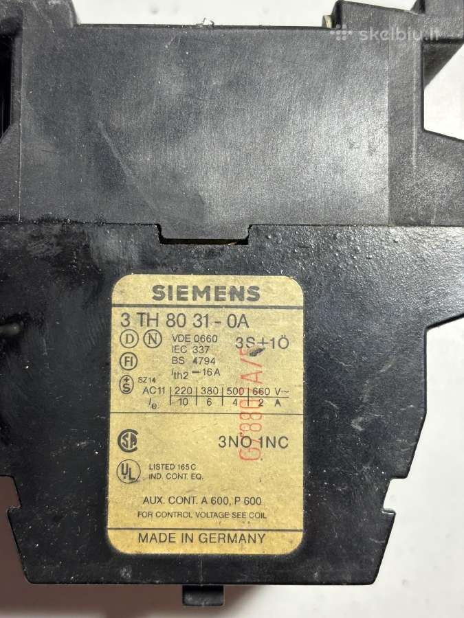 Siemens kontaktorius 3th80 31-0a (valdymo relė, 3n - nuotraukos Nr. 2