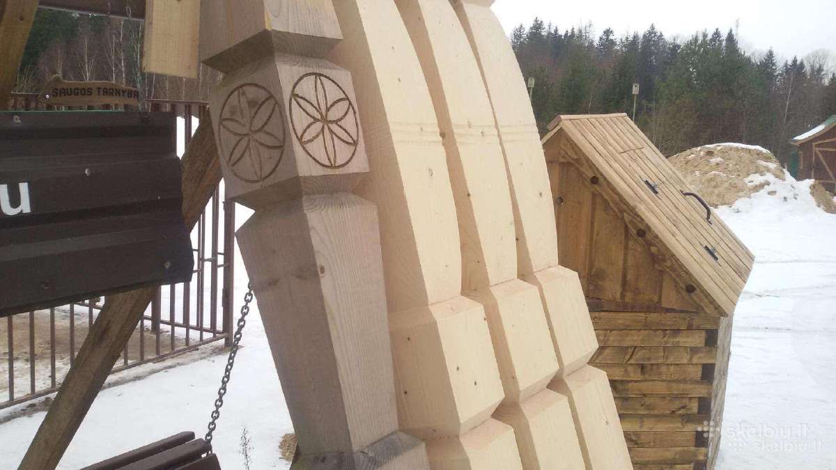 Medinės atraminės kolonos terasai stoginei veranda - nuotraukos Nr. 3