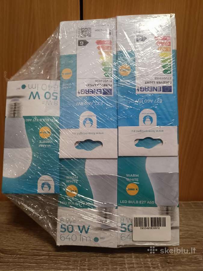LED lemputės E27 A60 8w/640lm 3000k 10vnt