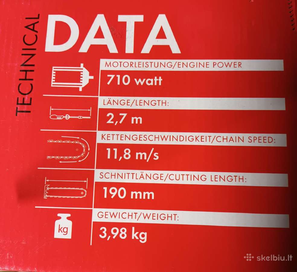 Elektrinis grandininis pjuklas, teleskopinis kotu - nuotraukos Nr. 5