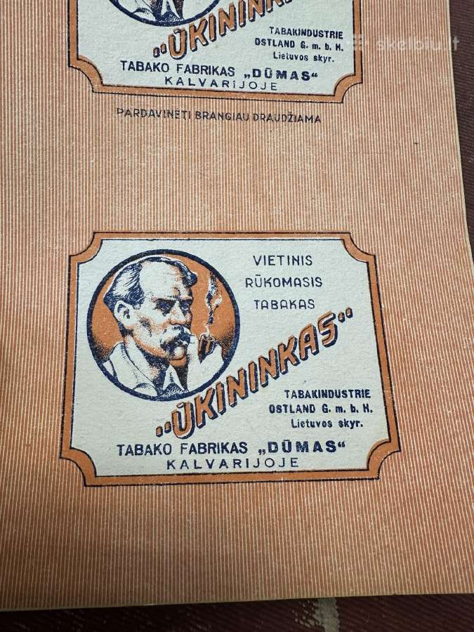 Prieskarinis tabako fabriko etiketes lapas - nuotraukos Nr. 4