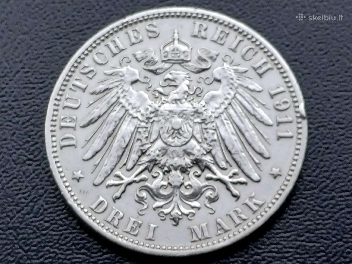 (672) 3 markes 1911m. Sidabras - nuotraukos Nr. 2