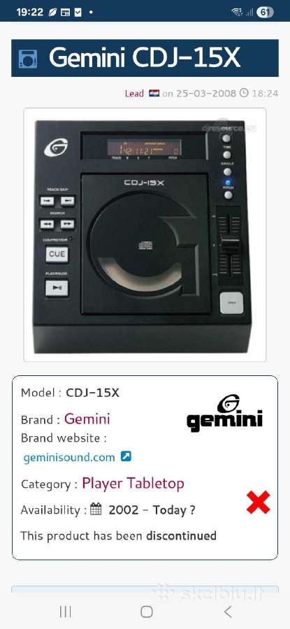 Veikiantys CD-CD-r grotuvai Gemini Cdj-15x - nuotraukos Nr. 14