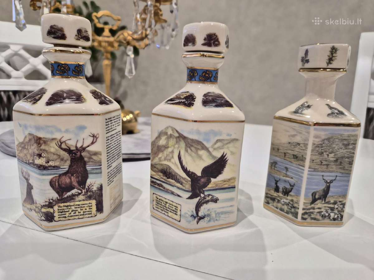 Kolekciniai porceluano buteliukai Škotų viskio