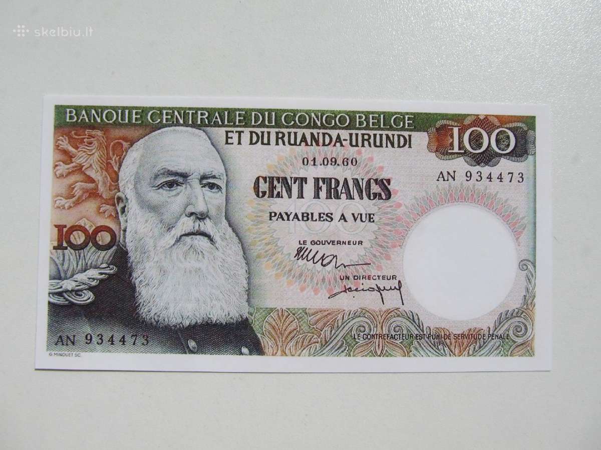 100 franku , Belgijos Kongas , 1960