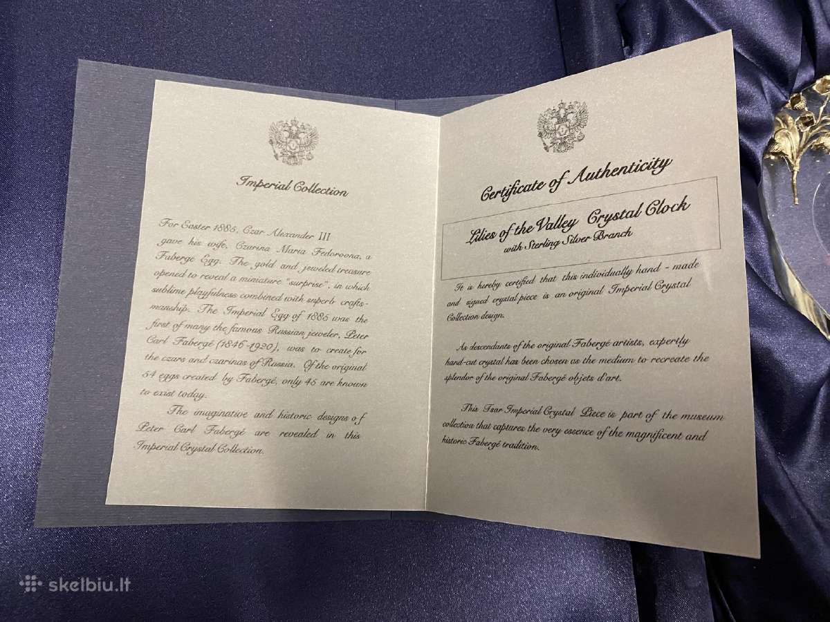Tsar Imperial "Pakalnutės" krištolinis laikrodis - nuotraukos Nr. 5