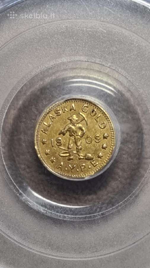 1909 Alaska Yukon Pacific Expo 1/2 Dwt Gold Piece - nuotraukos Nr. 3