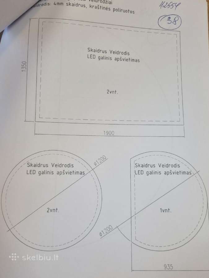 Įvairūs veidrodžiai, lentynos, stiklai - nuotraukos Nr. 26