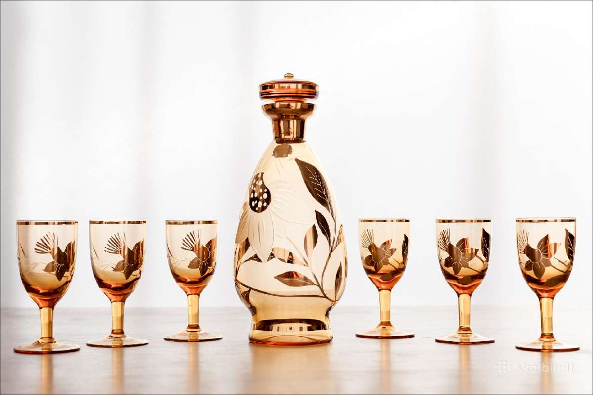 Vintažinis Bohemia Glass servizas – 7 dalių