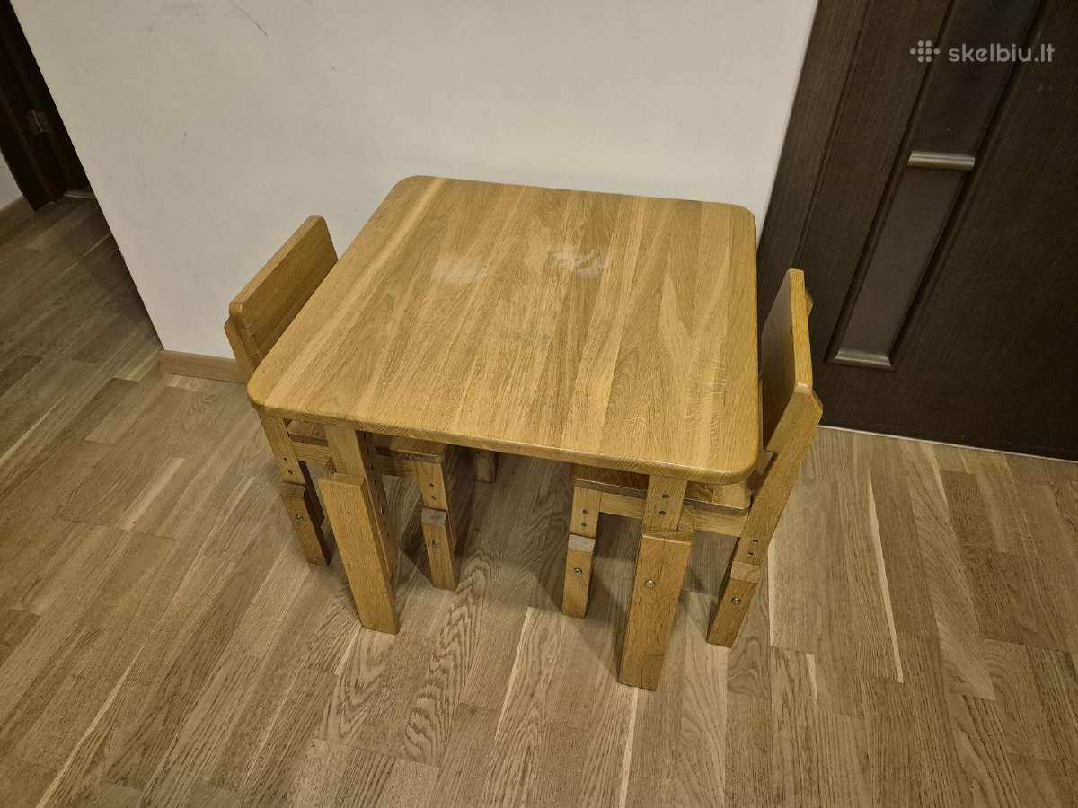 Ąžuolinis staliukas su dviem kėdėm - nuotraukos Nr. 2
