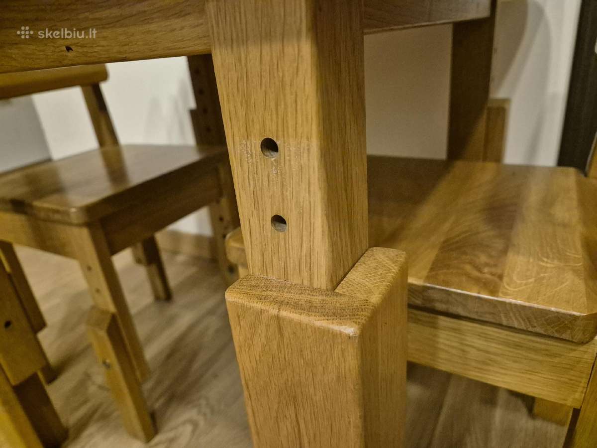 Ąžuolinis staliukas su dviem kėdėm - nuotraukos Nr. 4
