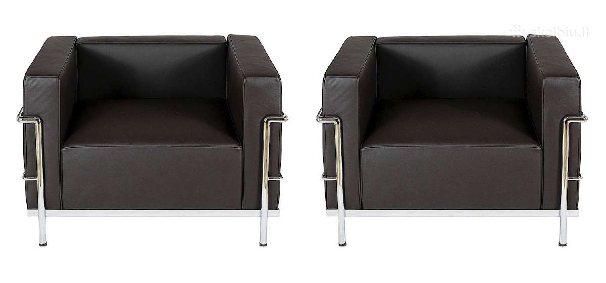 Pora odinių Le Corbusier Lc3 dizaino fotelių