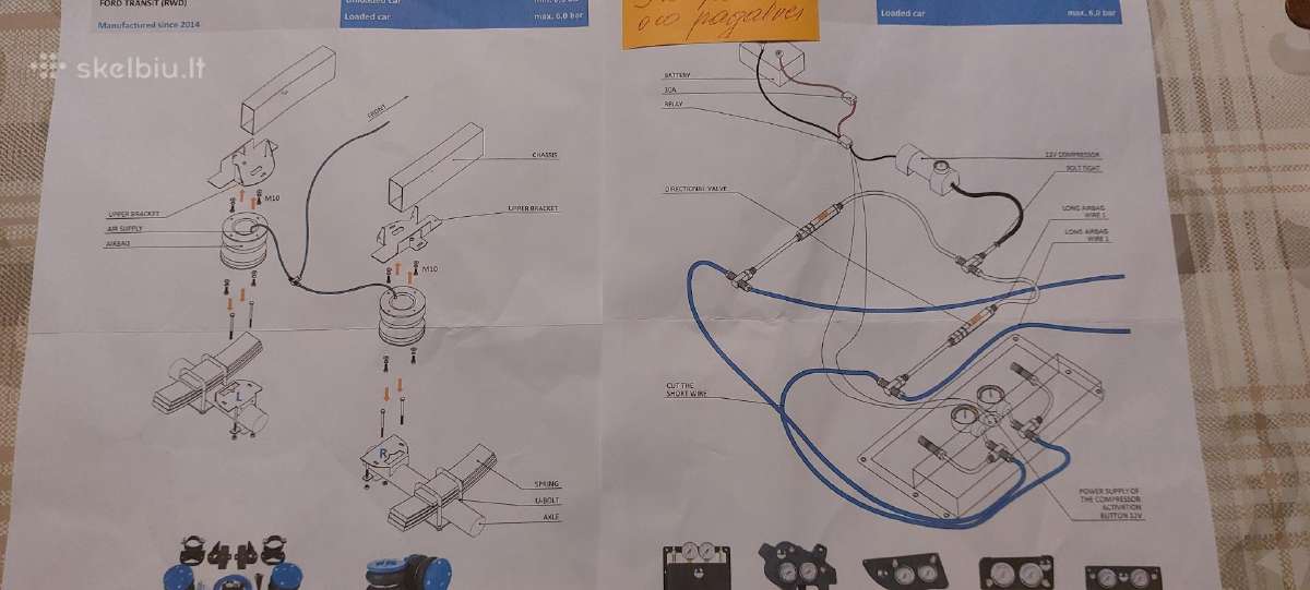 Oro pagalvės Ford Trannsit