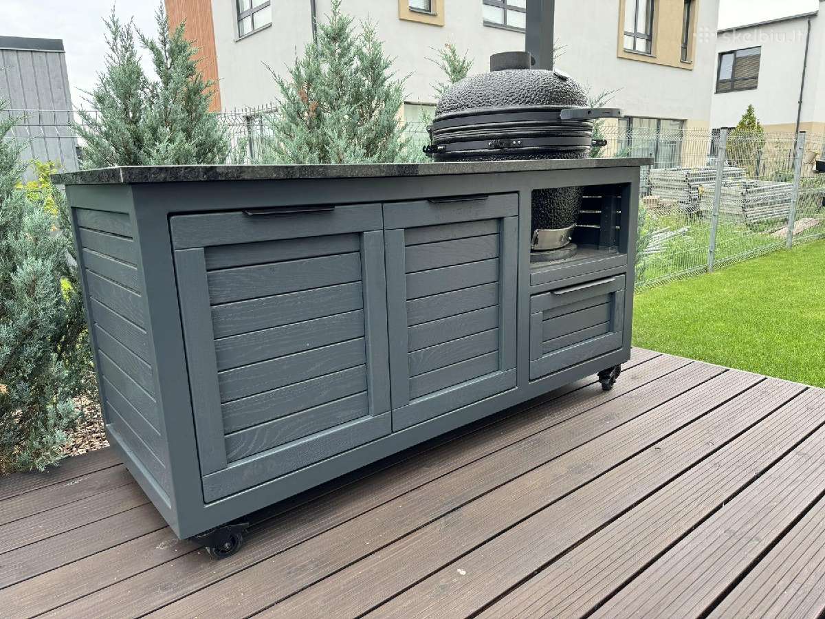 Kamado grill stalai. Metalas, granitas, ąžuolas - nuotraukos Nr. 9