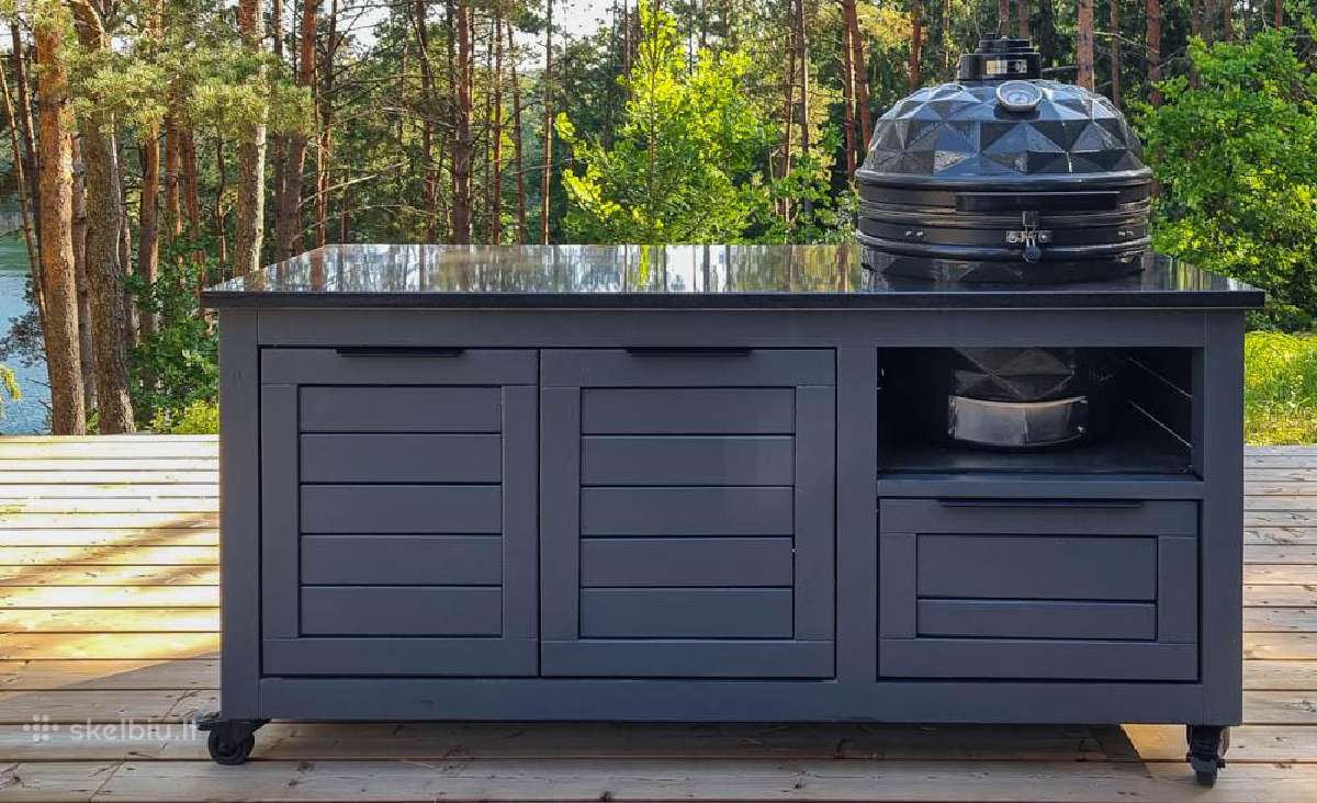 Kamado grill stalai. Metalas, granitas, ąžuolas - nuotraukos Nr. 11