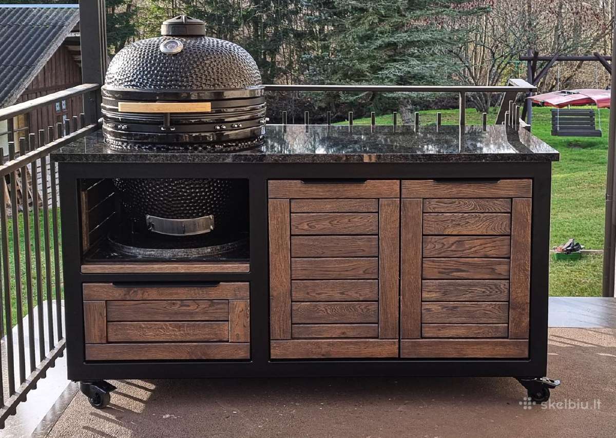 Kamado grill stalai. Metalas, granitas, ąžuolas - nuotraukos Nr. 8