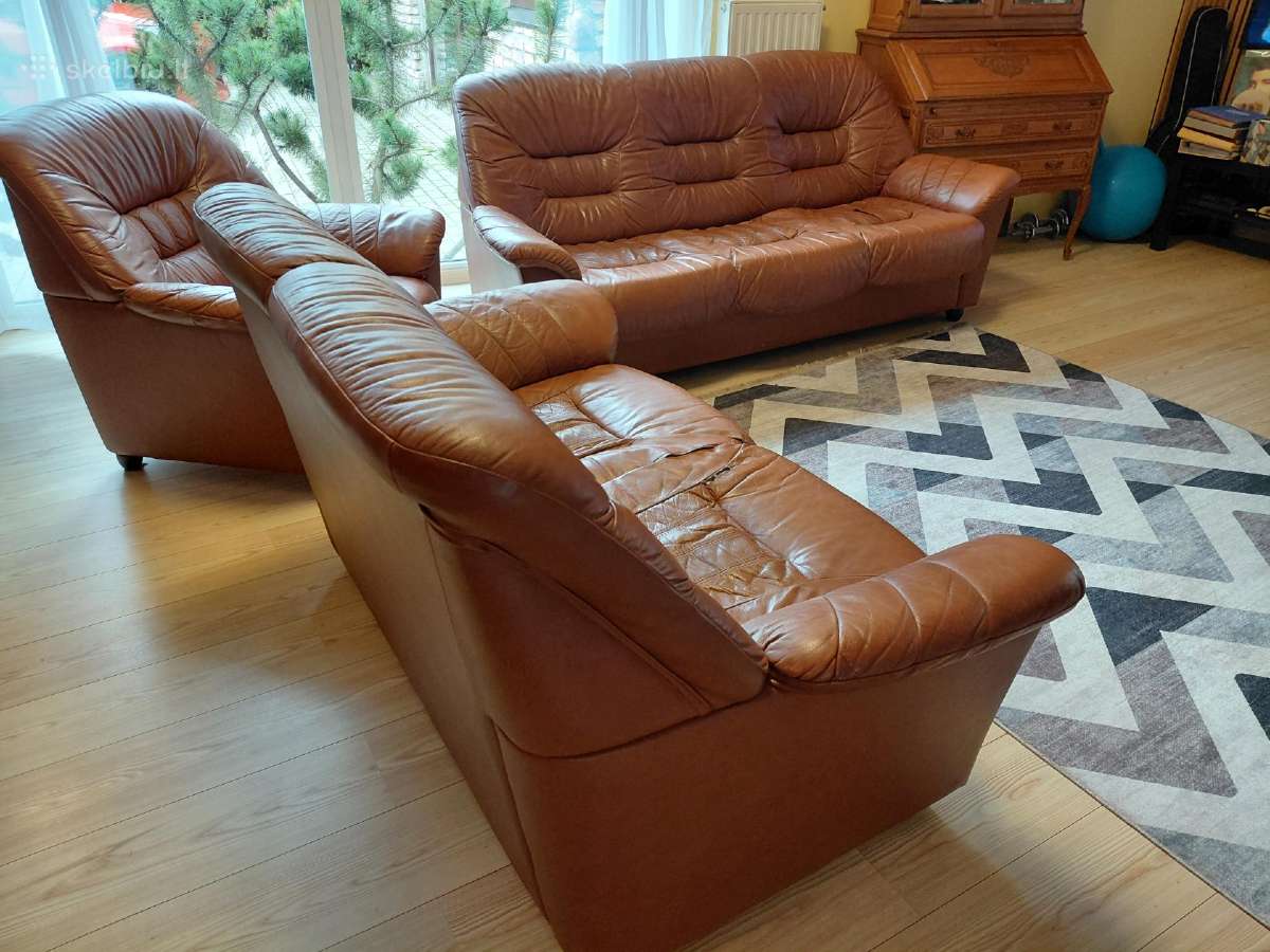 Natūralios odos baldų komplektas, Suomija - nuotraukos Nr. 4