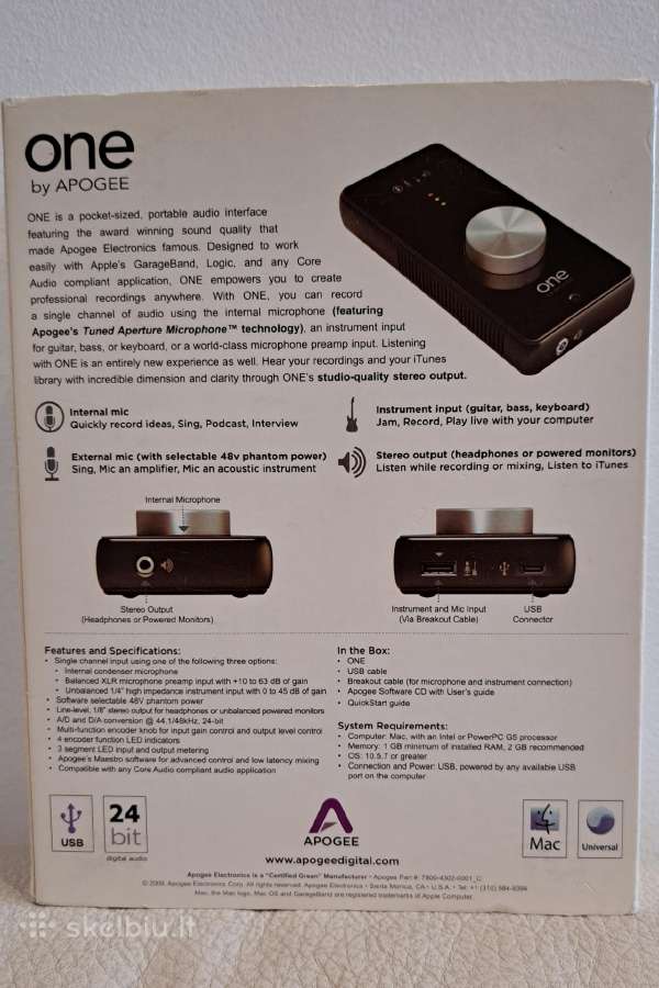 Apogee One – profesionali Usb garso sąsaja (Mac / - nuotraukos Nr. 2