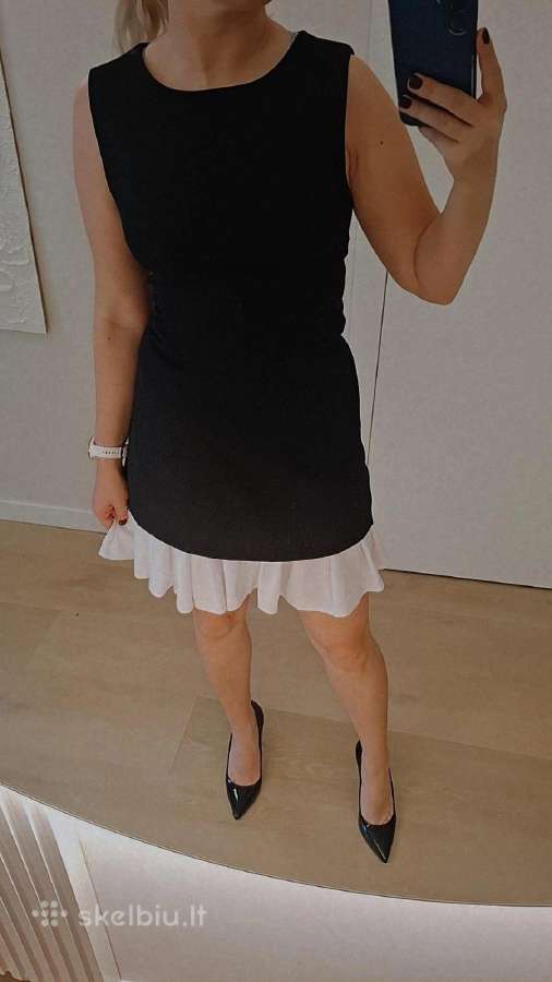 Juoda suknelė su baltu pasijoniu, S dydis