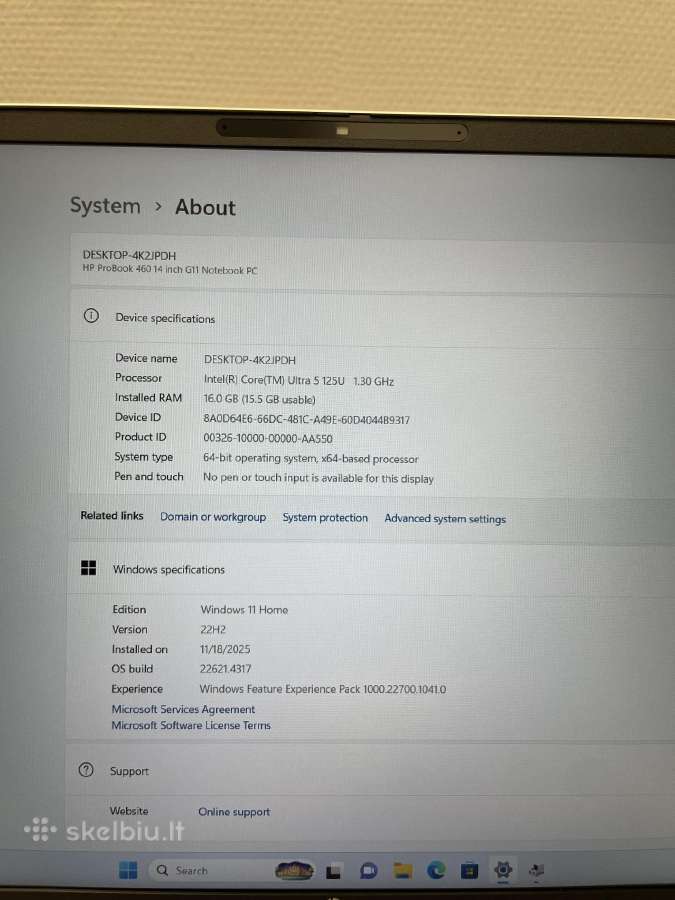 Hp Probook 460 G11 U5-125u 16 GB RAM 512 SSD - nuotraukos Nr. 7