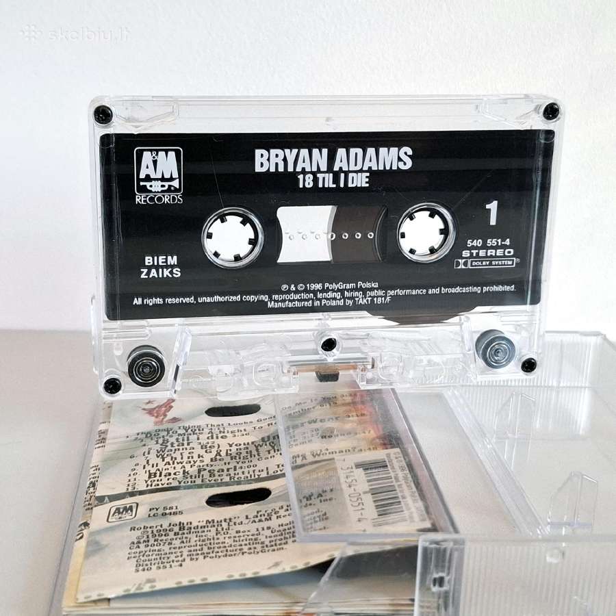 Bryan Adams - 18 Til I Die (kasetė, Albumas) - nuotraukos Nr. 3
