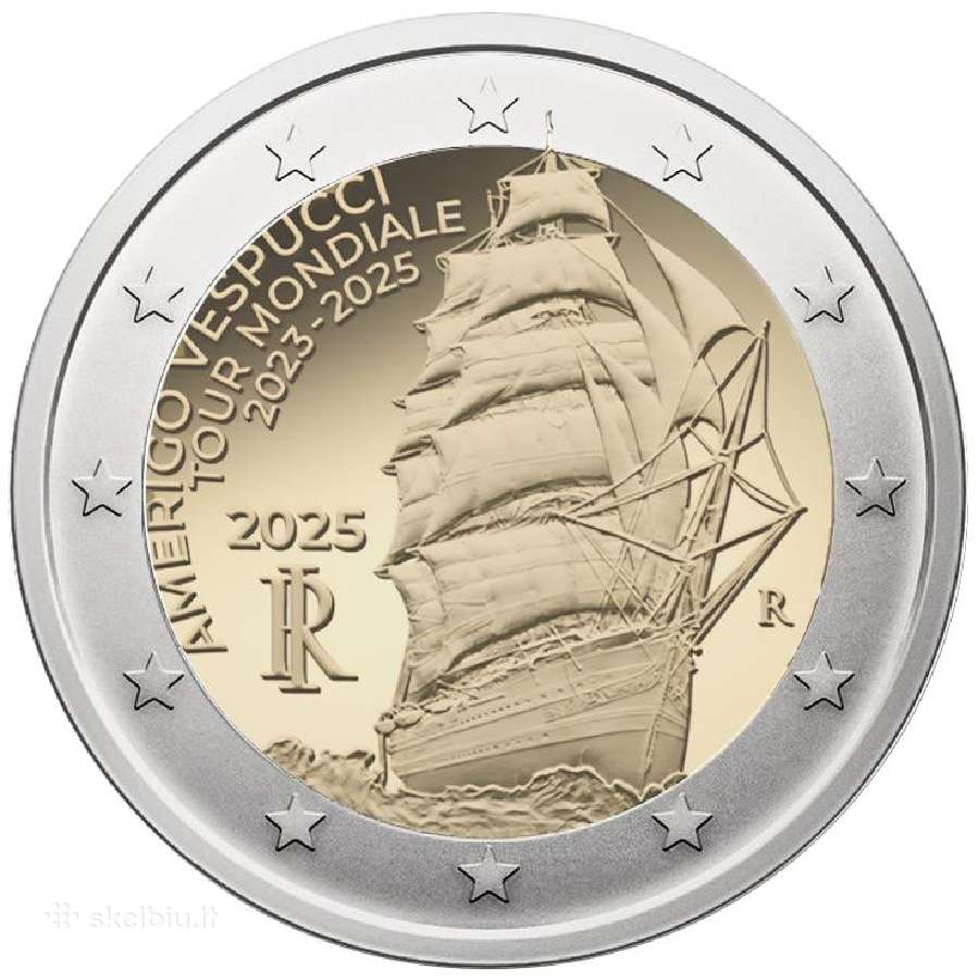 Italija 2 eurai, 2025 Amerigo Vespučio pasaulinis