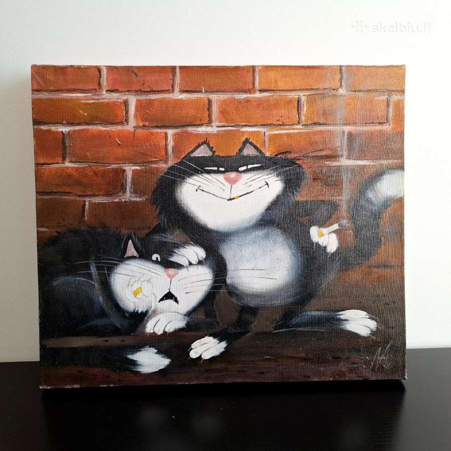 Drobė Katinai Du Draugai 45 x 38 cm - nuotraukos Nr. 5