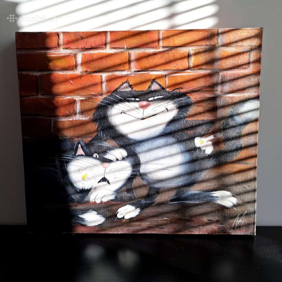 Drobė Katinai Du Draugai 45 x 38 cm