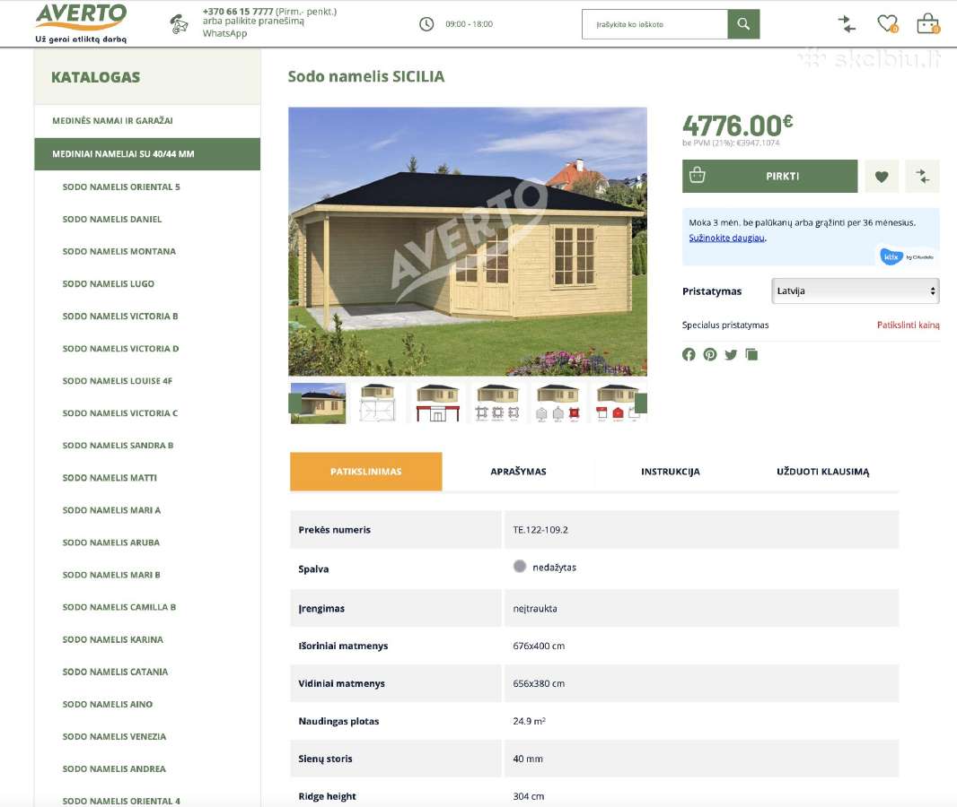 Sodo namelis Sicilia 25m2 surenkamas - nuotraukos Nr. 2