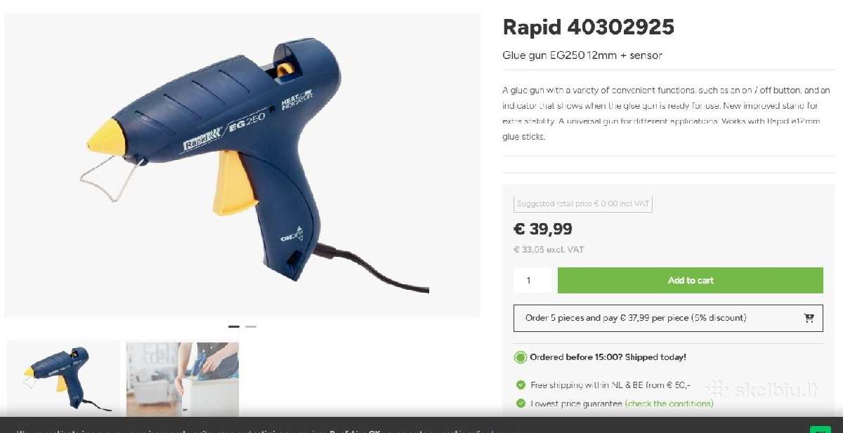 Rapid Eg250 karštų klijų pistoletas – kaip naujas - nuotraukos Nr. 3