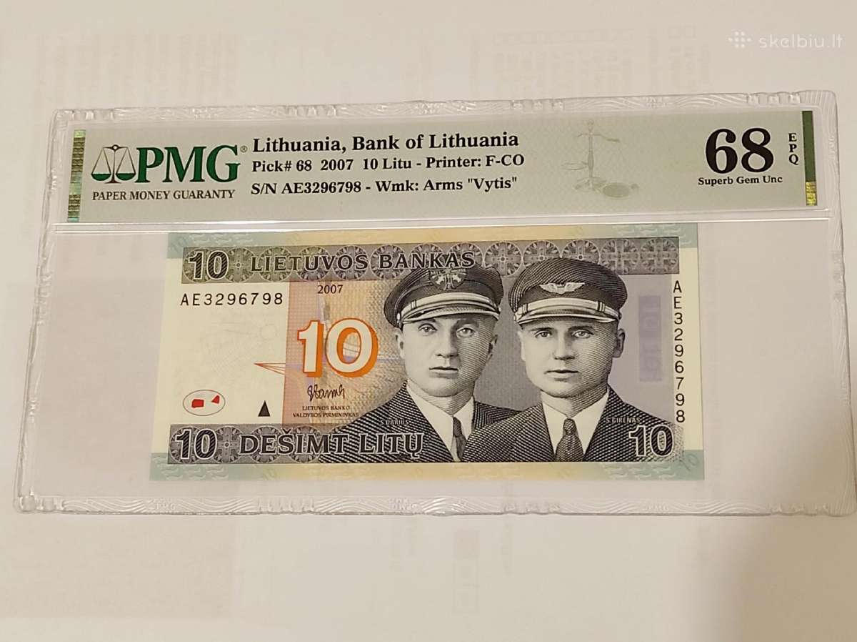 10 litų 2007 Pmg 68