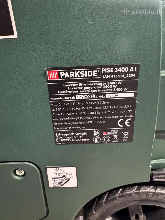 Inverterinis generatorius Parkside pise 3400 A1 su - nuotraukos Nr. 6