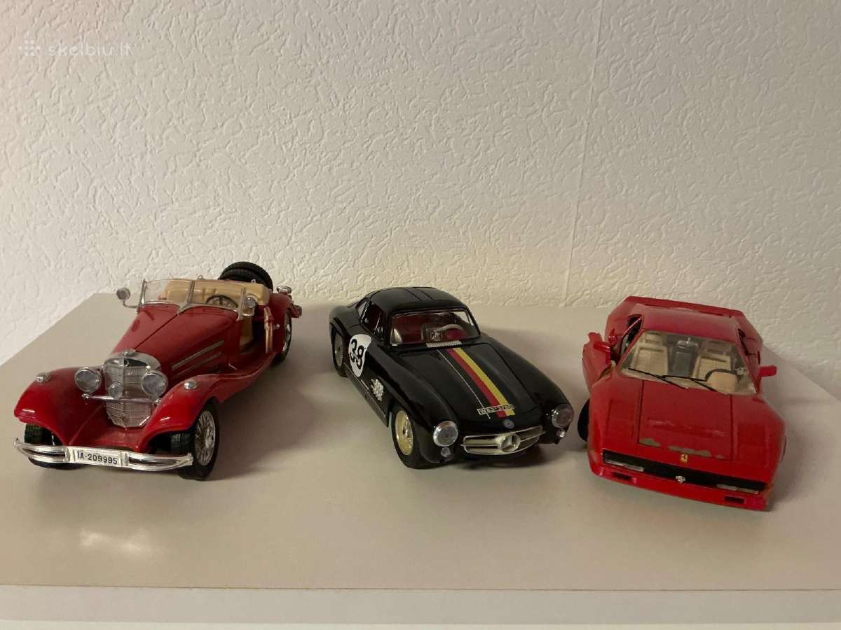 3 vnt 1:18 modeliukai modeliai mercedes ferrari