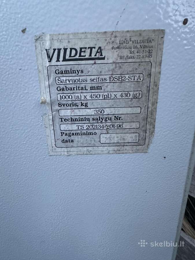 Šarvuotas seifas Vildeta Dsb2-sta - nuotraukos Nr. 6