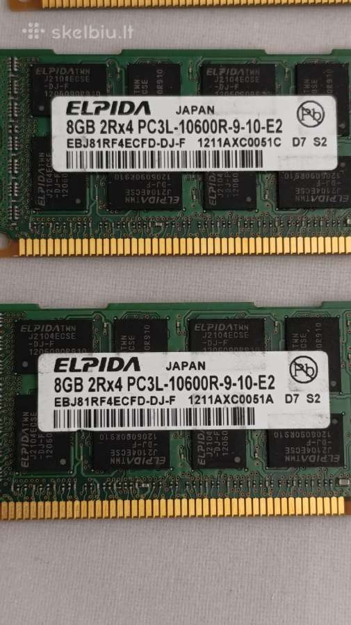 RAM Elpida 8gb 2rx4 Pc3-10600r-9-10-e2 - nuotraukos Nr. 2