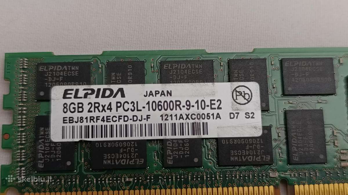 RAM Elpida 8gb 2rx4 Pc3-10600r-9-10-e2 - nuotraukos Nr. 5
